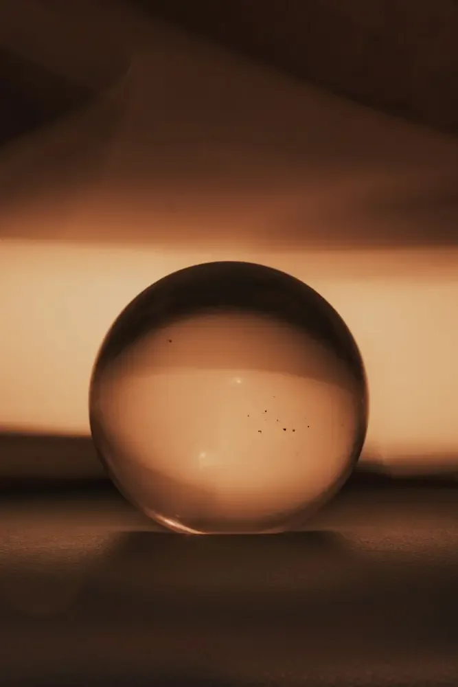 A crystal ball in a dark room