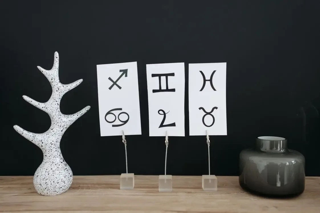 Star signs symbols on cards