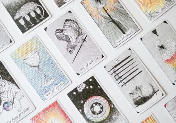 Tarot cards and candlelight