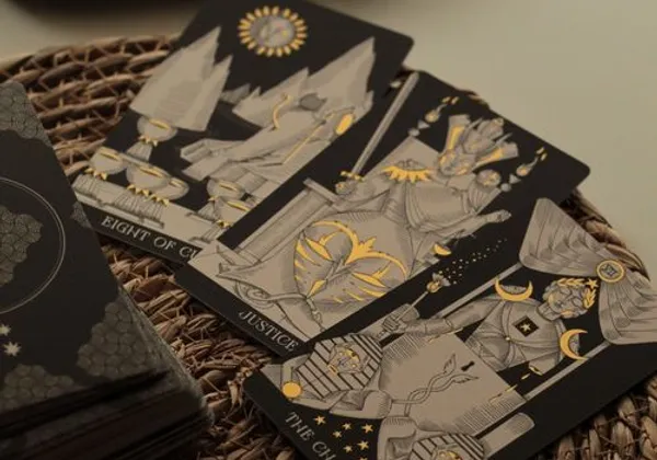 Tarot cards and candlelight