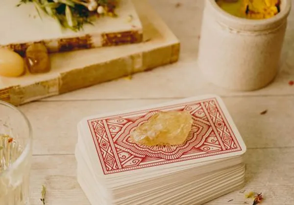 Tarot cards and candlelight