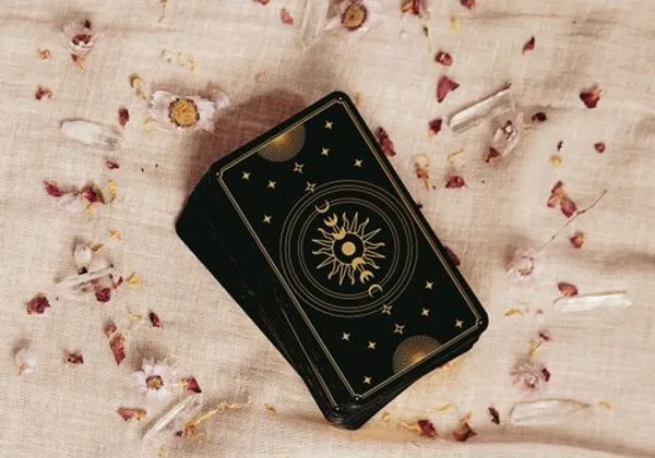 Tarot cards and candlelight
