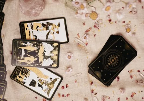 Tarot cards and candlelight