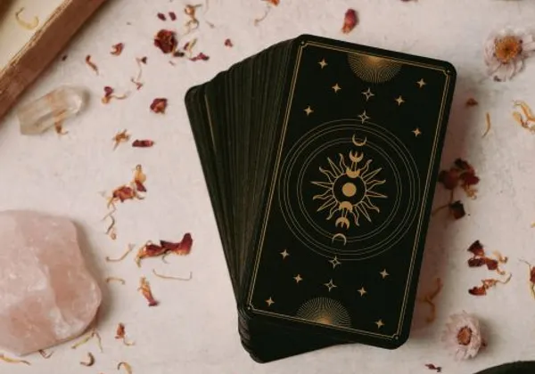 Tarot cards and candlelight