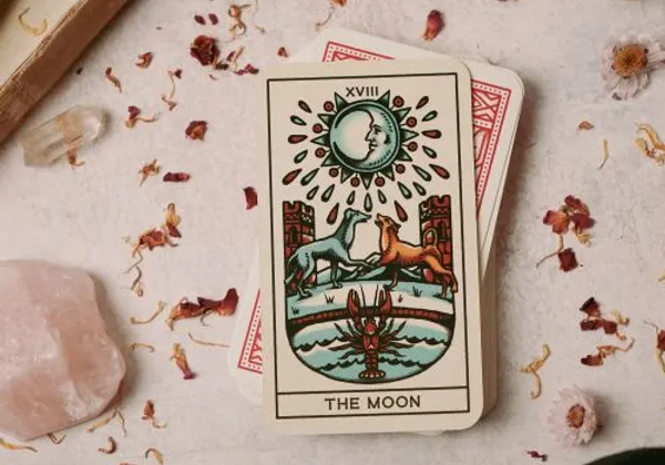 Tarot cards and candlelight