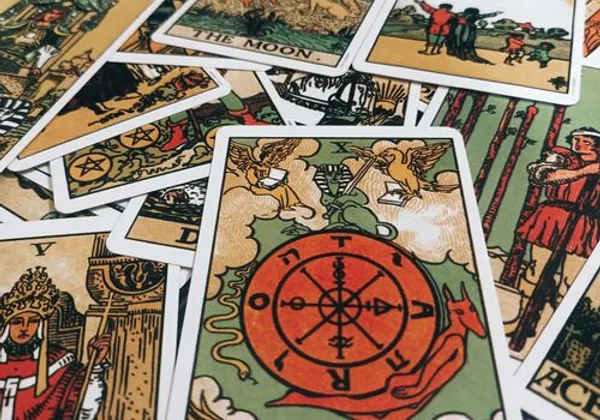 Tarot cards and candlelight